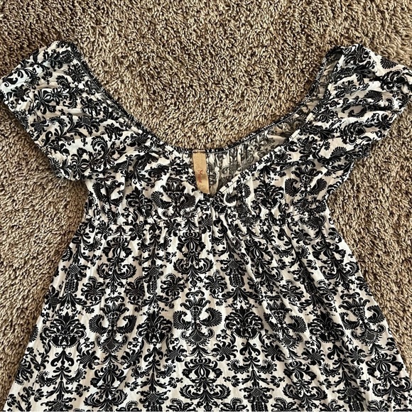 VINTAGE y2k Miuse damask pattern mini dress black and white babydoll size small - Picture 6 of 9
